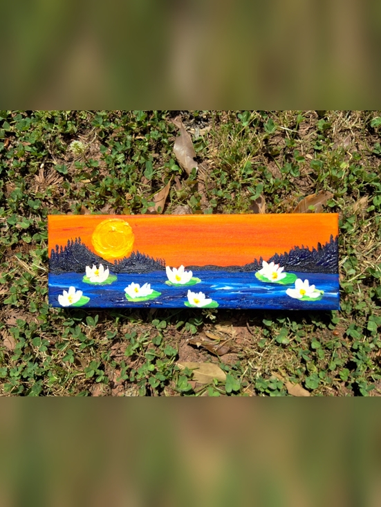 Hand Crafted Other - "Sunset Waterlillies" Original Artwork Created By Brea Marie 4in X 12in